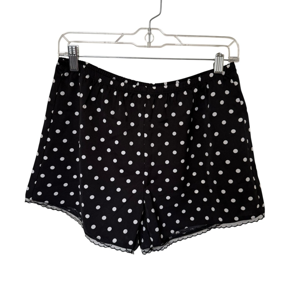 Things Between Sleep Shorts Womens S Black Polka Dot Excellent Lace Trim PJs